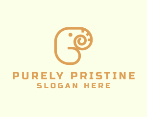 Safari Elephant Letter P logo design