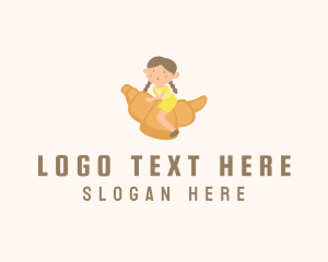 Whimsical Croissant Girl logo