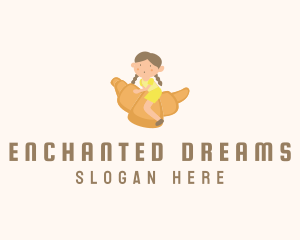 Whimsical Croissant Girl logo design