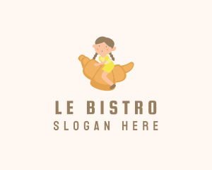 Whimsical Croissant Girl logo design