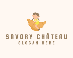 Whimsical Croissant Girl logo design