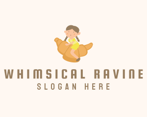 Whimsical Croissant Girl logo design