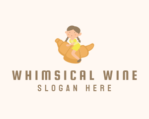 Whimsical Croissant Girl logo design