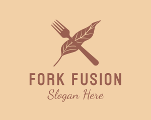 Kitchen Fork Leaf logo design