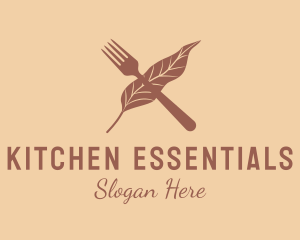 Kitchen Fork Leaf logo design