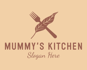 Kitchen Fork Leaf logo design