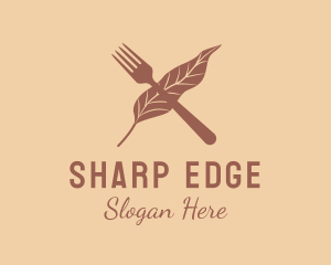 Kitchen Fork Leaf logo design