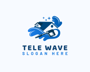 Wave Pressure Washer House logo design