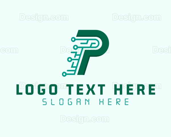 Digital Tech Letter P Logo