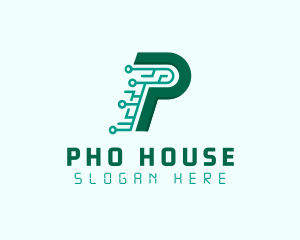 Digital Tech Letter P logo design