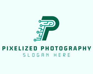 Digital Tech Letter P logo design