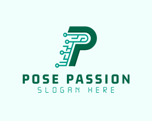 Digital Tech Letter P logo design