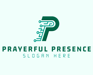 Digital Tech Letter P logo design