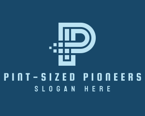 Pixelated Tech Letter P logo design