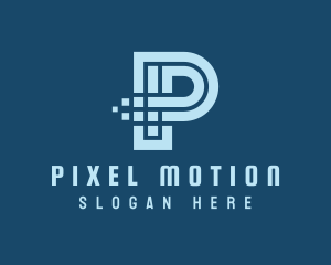 Pixelated Tech Letter P logo design