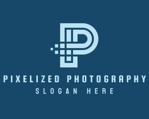 Pixelated Tech Letter P logo design