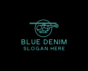 Blue Minimalist Helicopter  logo design