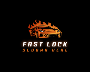 Flame Fast Car logo design