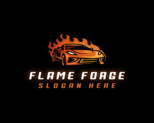 Flame Fast Car logo design