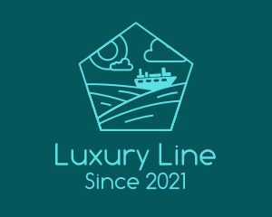 Line Art Cruise Ship  logo design