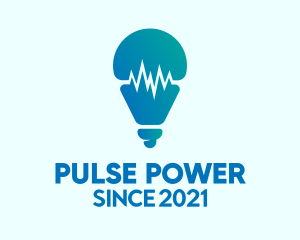 Blue Pulse Light Bulb  logo design