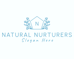 Organic Floral Botanical Pentagon  logo design