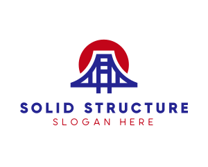 Sunset Bridge Structure logo design