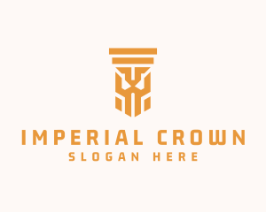 Gold Crown Pillar logo design