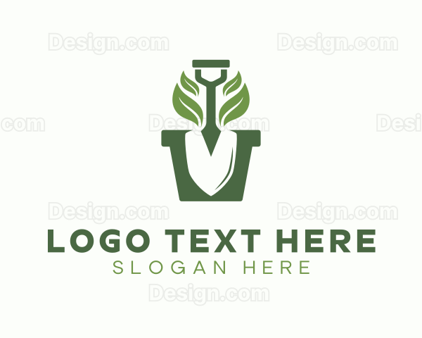 Eco Gardening Shovel Plant Logo