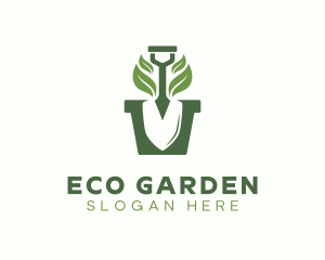 Eco Gardening Shovel Plant logo design