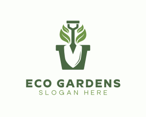 Eco Gardening Shovel Plant logo design