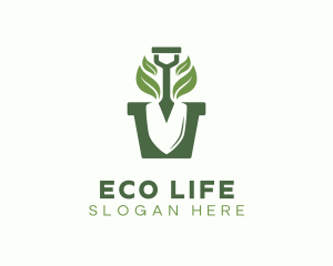 Eco Gardening Shovel Plant logo design