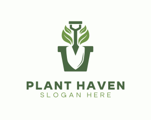 Eco Gardening Shovel Plant logo design