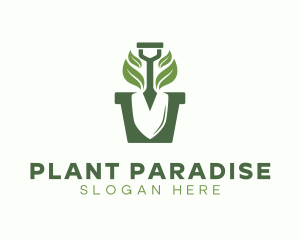 Eco Gardening Shovel Plant logo design