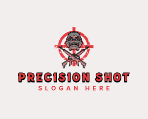 Crosshair Skull Rifle logo design