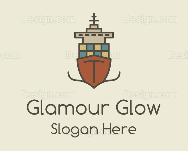 Cargo Ship Sailing Logo