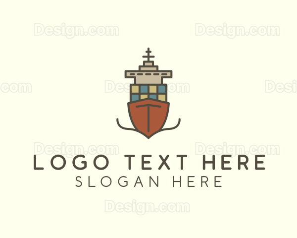 Cargo Import Ship Sailing Logo