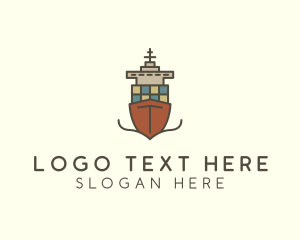 Cargo Import Ship Sailing Logo