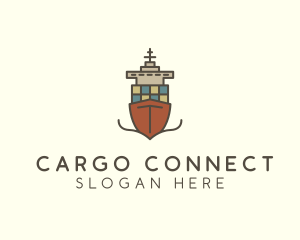 Cargo Import Ship Sailing logo design