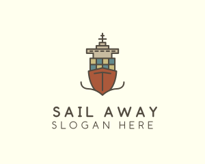 Cargo Import Ship Sailing logo design