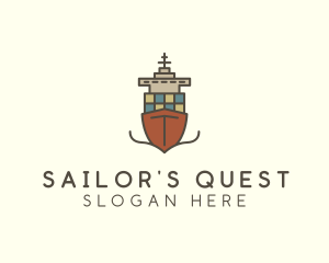 Cargo Import Ship Sailing logo design