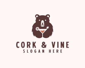 Bear Cocktail Drink logo design