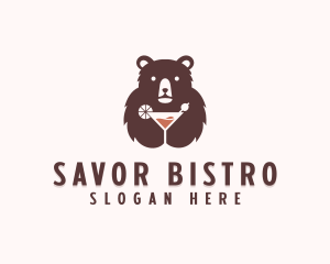 Bear Cocktail Drink logo design