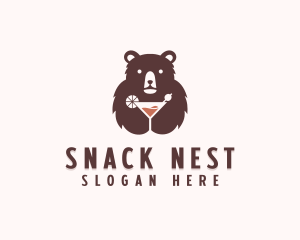 Bear Cocktail Drink logo design