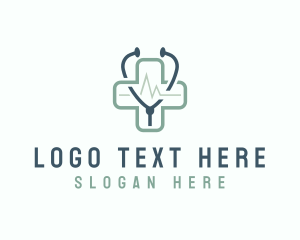 Medical Cross Stethoscope Logo