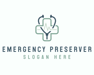 Medical Cross Stethoscope logo design