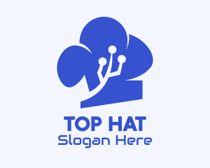 Blue Digital Chef Hat logo design