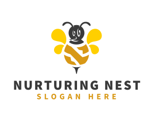 Honeybee Insect Letter N logo design