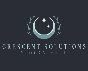 Ornamental Crescent Moon  logo design