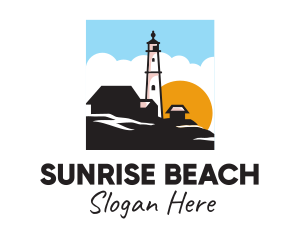 Lighthouse Sunrise Scene logo design